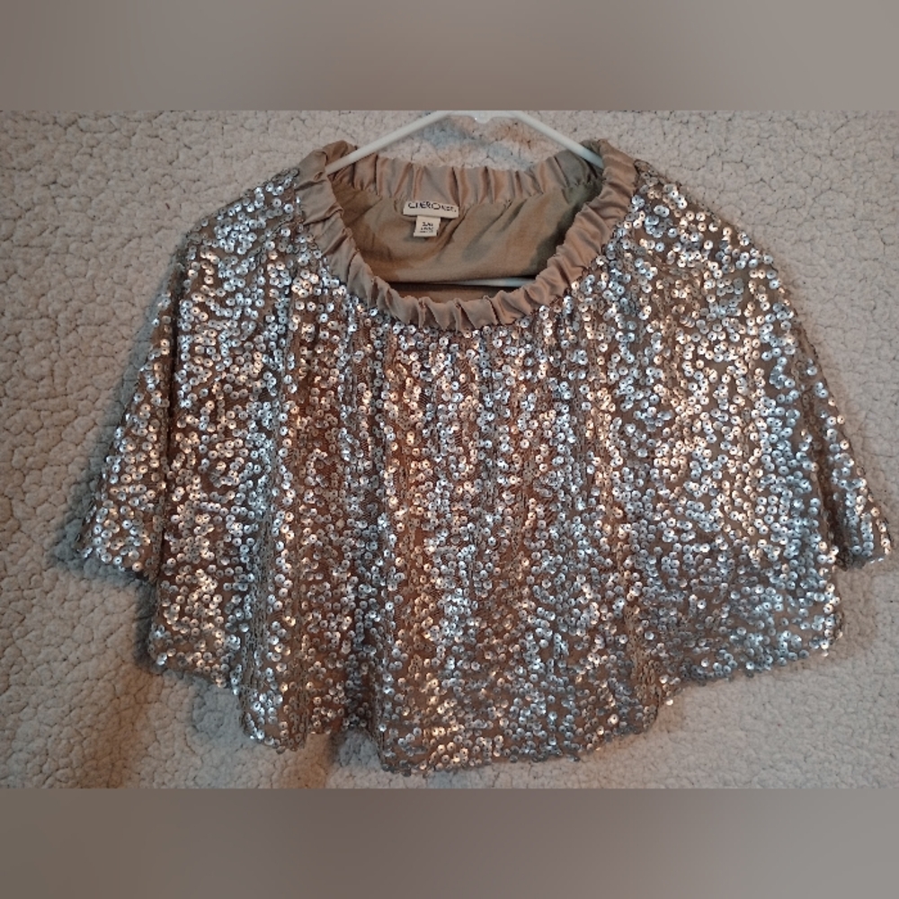 Cherokee Silver Sequins Cape Size L 10/12